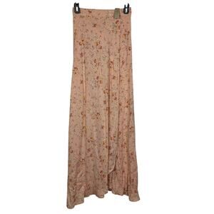 NWT Flynn Skye Revolve Womens Wrap It Up Floral Apricot Bliss Maxi Skirt Small